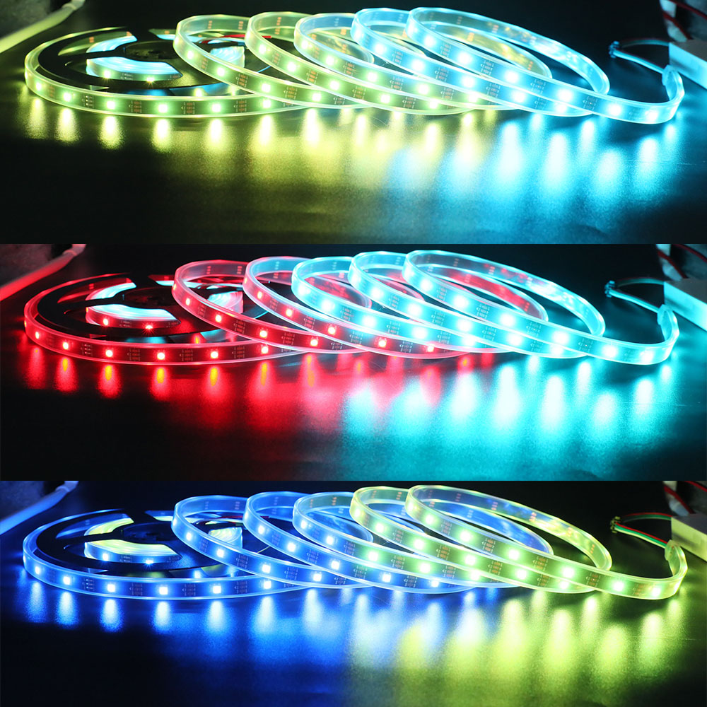 WS2812B DC5V Series Flexible LED Strip Lights, Programmable Pixel Full Color Chasing, Outdoor Waterproof Optional, 30LEDs/m 1.64-16.4ft Per Reel By Sale